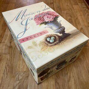 Decorative 15" Memory Box w Lid & Metal Reinforced Corners - Keepsake Storage